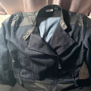 Jean Jacket with Faux Leather Lining